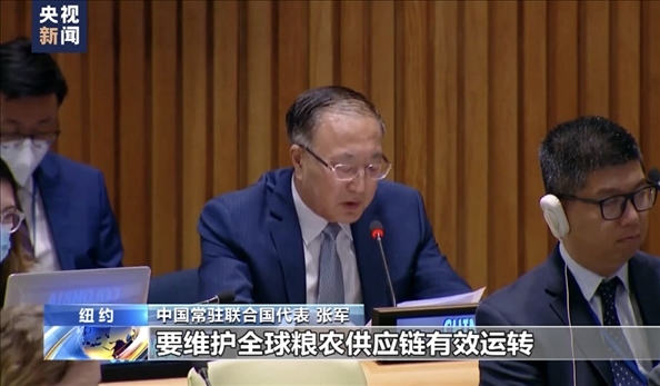 △2022年7月，第76屆聯合國大會舉行高級別特別會議?！叭虬l(fā)展倡議之友小組”就糧食安全問題闡述小組成員共同立場。