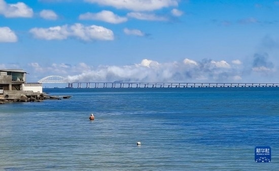 這是8月12日拍攝的克里米亞大橋。新華社/塔斯社