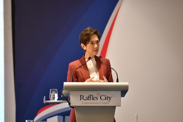 新加坡通訊及新聞部長兼內(nèi)政部第二部長楊莉明。新加坡南洋理工大學(xué)供圖