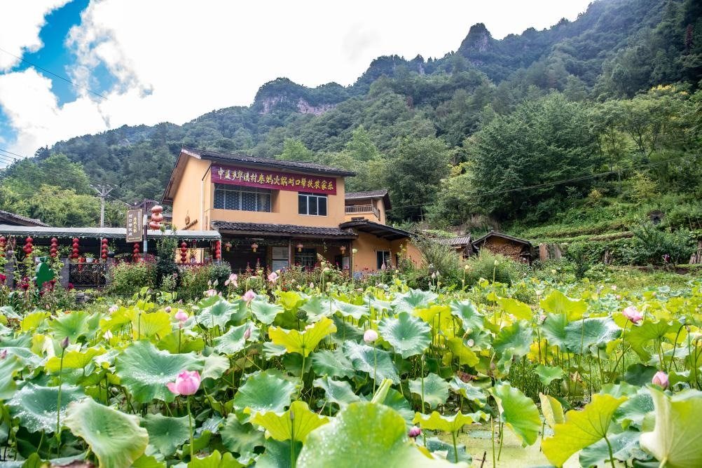 這是8月28日拍攝的華溪村村民開設(shè)的農(nóng)家樂外景。新華社記者 唐奕 攝