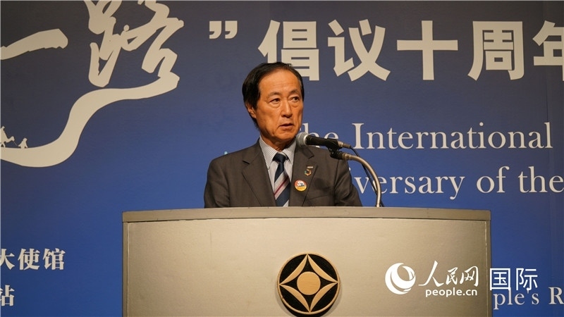 日本經(jīng)團聯(lián)副會長佐藤康博發(fā)言。人民網(wǎng) 蔣曉辰攝