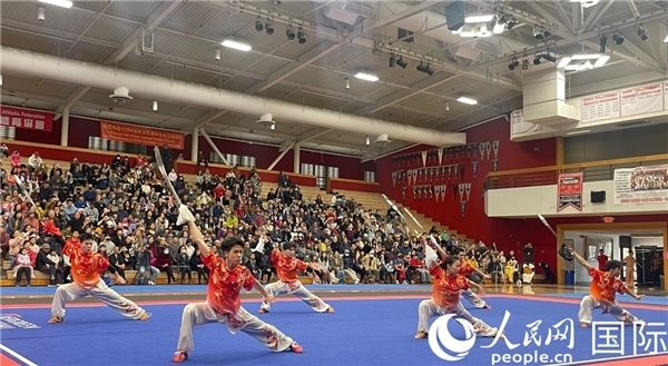 中國武術(shù)隊員表演現(xiàn)場。人民網(wǎng)記者 鄧圩攝