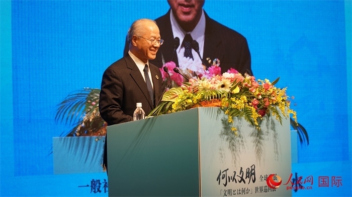 日本日中協(xié)會理事長瀨野清水致辭。人民網(wǎng) 蔣曉辰攝