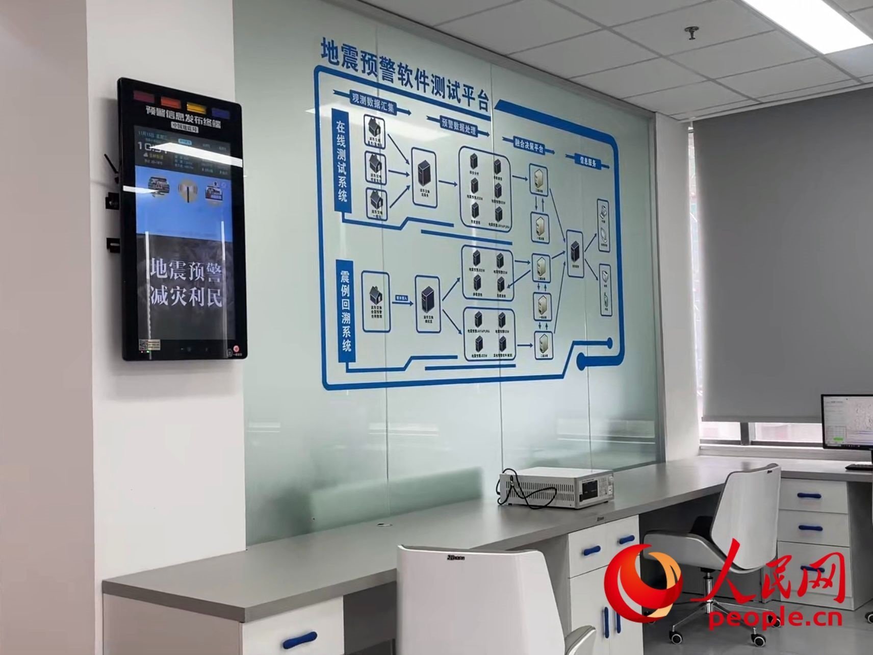 中國地震局地震預警技術(shù)測試實驗室。人民網(wǎng) 周靜圓攝