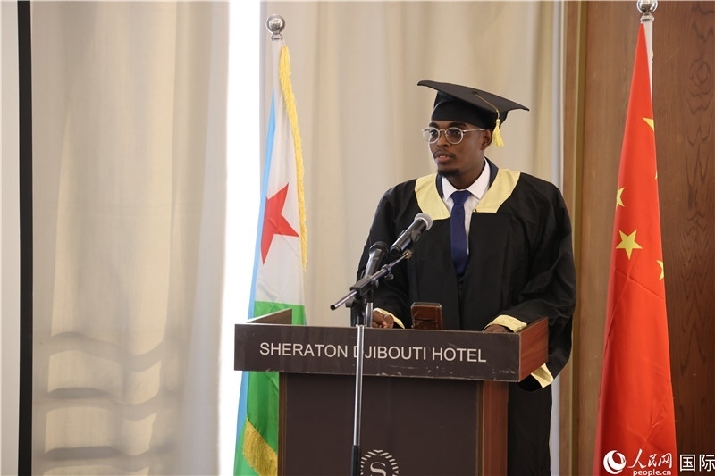 吉布提魯班工坊2023屆畢業(yè)生代表發(fā)言。人民網(wǎng)記者 張志文攝