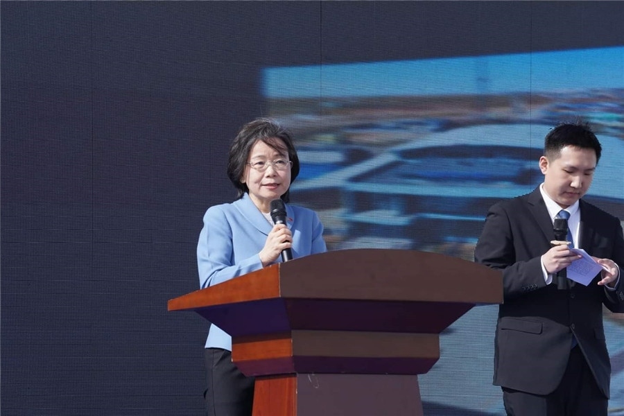 3月24日，沈敏娟大使致辭。駐蒙古使館供圖