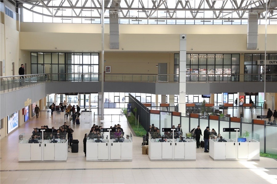 3月24日，扎門烏德口岸通關現(xiàn)場。駐蒙古使館供圖