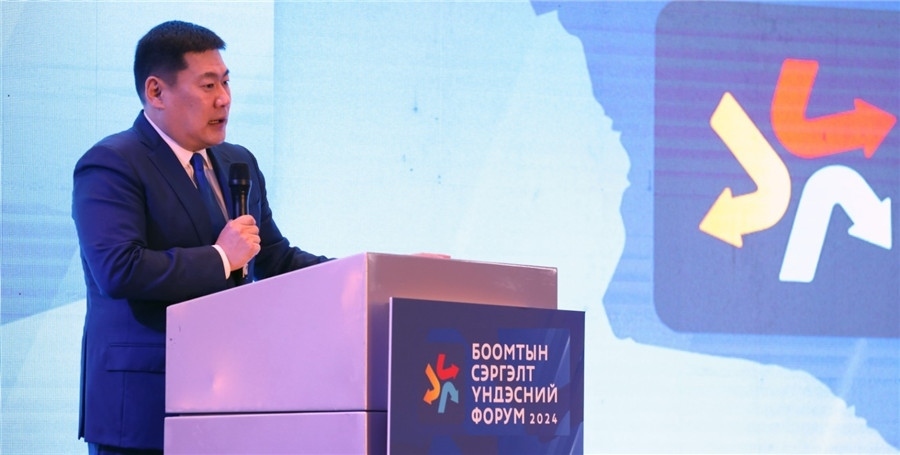 1.奧云額爾登總理致辭。圖片來源：蒙政府官網(wǎng)