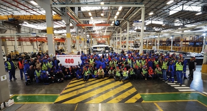一汽南非庫哈工廠單月產(chǎn)量破400輛。圖片來源：一汽解放