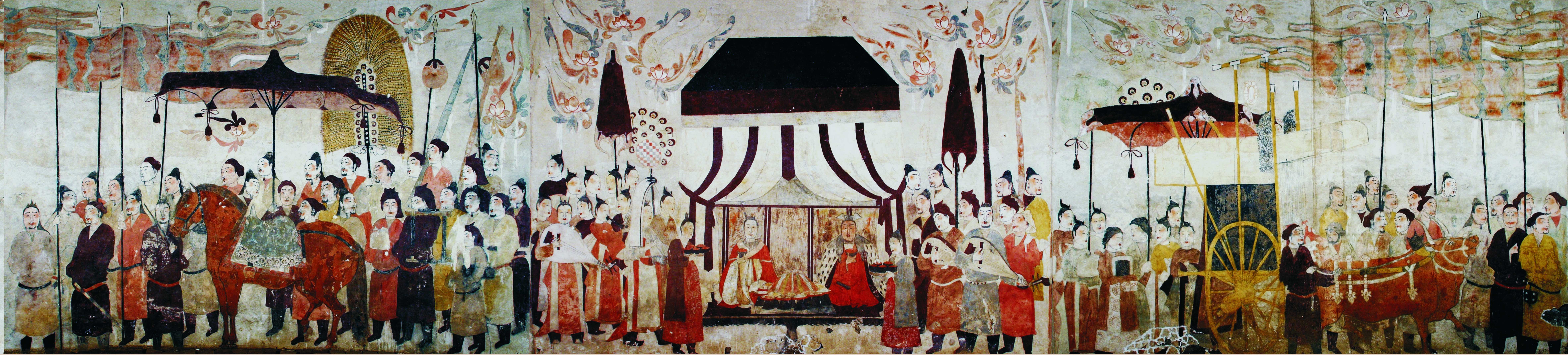 這是徐顯秀墓室壁畫展開圖。太原北齊壁畫博物館供圖