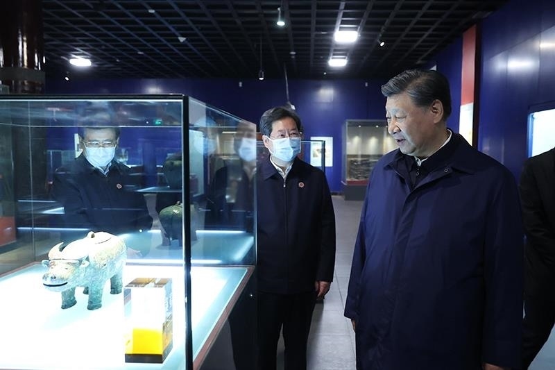 △2022年10月28日，習近平總書記在河南安陽市殷墟博物館考察。