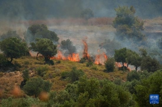 6月12日，以色列北部加利利地區(qū)遭受火箭彈襲擊后冒出滾滾濃煙。新華社發(fā)（阿亞爾·馬戈林?jǐn)z/基尼圖片社）