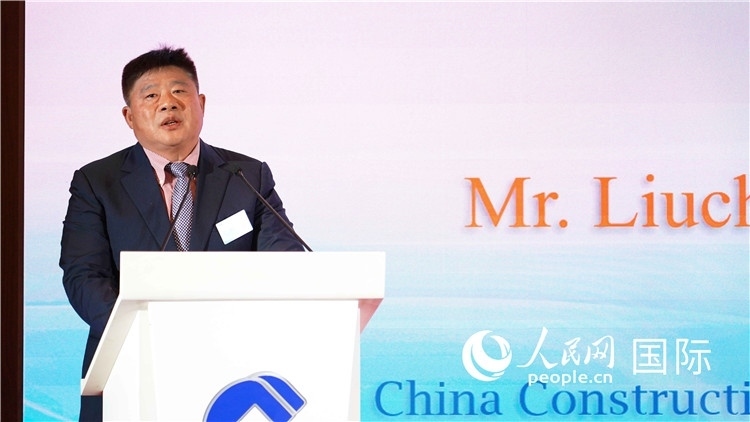 中國建設(shè)銀行國際部副總經(jīng)理岳留昌發(fā)言。 人民網(wǎng) 張茜 攝