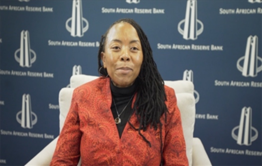 南非儲備銀行副行長、審慎監(jiān)管局首席執(zhí)行官芬迪?查齊巴納視頻發(fā)言。（中國建設(shè)銀行約翰內(nèi)斯堡分行供圖）