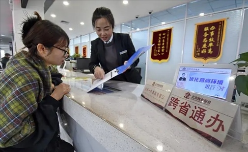 2024年3月25日，北京大興區(qū)，工作人員為群眾辦理跨省政務(wù)事宜。