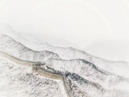 朱銳拍攝的長城雪景。（受訪者供圖）