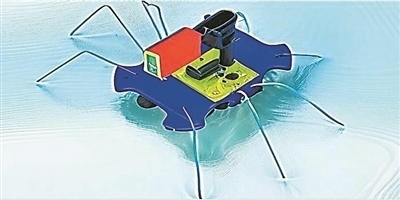 一種能夠在水面上滑行的自供電“蟲子”機器人。圖片來源：紐約州立大學(xué)賓漢姆頓分校