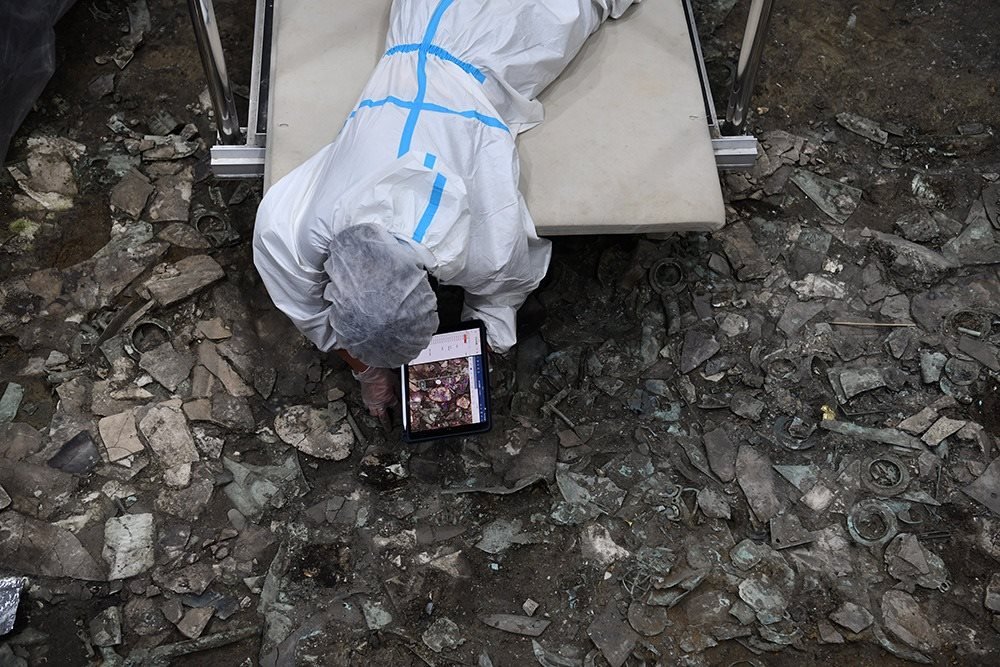 2022年6月28日，四川德陽，三星堆7號(hào)祭祀坑發(fā)掘現(xiàn)場(chǎng)。