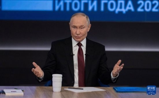 12月19日，在俄羅斯首都莫斯科，俄羅斯總統(tǒng)普京在“年度盤點(diǎn)”活動(dòng)上講話。新華社記者 白雪騏 攝