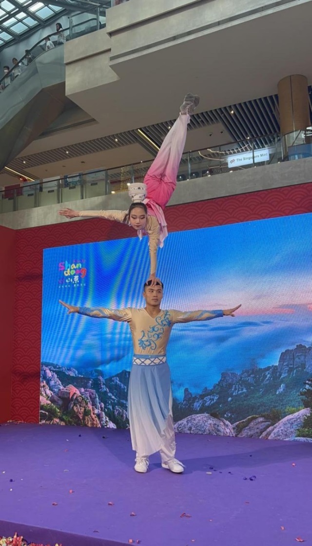 來自中國和新加坡的藝術(shù)團體聯(lián)袂表演了歌舞、器樂、武術(shù)、雜技等多種形式的文藝節(jié)目?；顒又鬓k方供圖