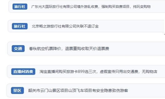 網(wǎng)友在“人民投訴”平臺(tái)反映涉旅游消費(fèi)相關(guān)糾紛。（“人民投訴”用戶投訴截圖）