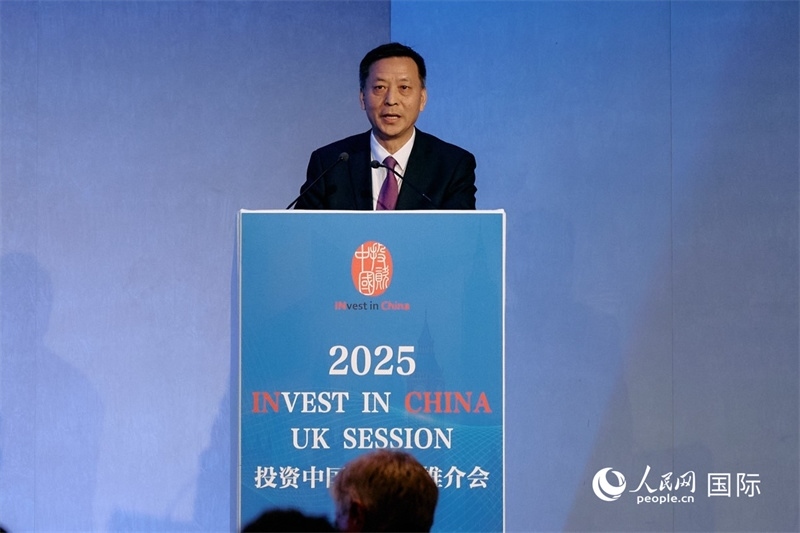 中國駐英國大使館經(jīng)濟商務公使余本林發(fā)表致辭。楊浩鵬攝